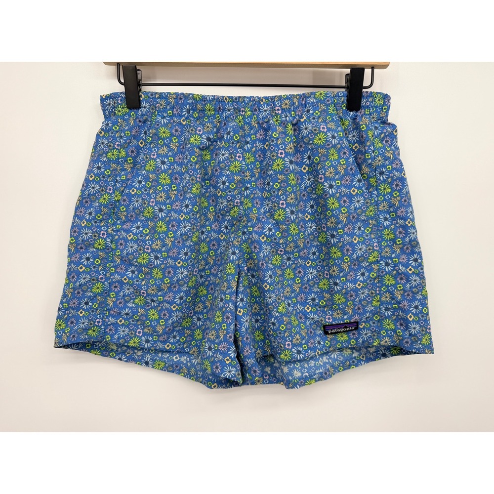 Patagonia Baggies Shorts Womens S Blue Floral Excellent 5 Inch Inseam Outdoor